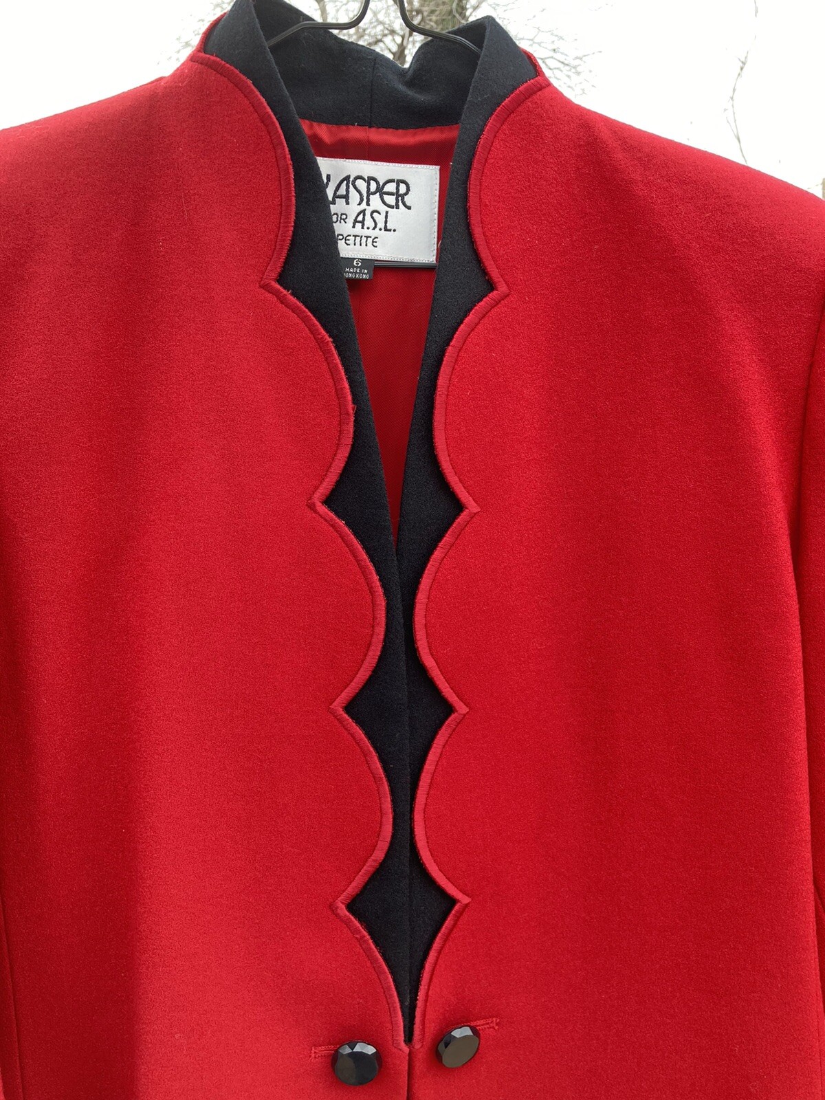 Vintage Kasper for ASL brand Women’s Red Wool Crêpe Evening Jacket Size 6