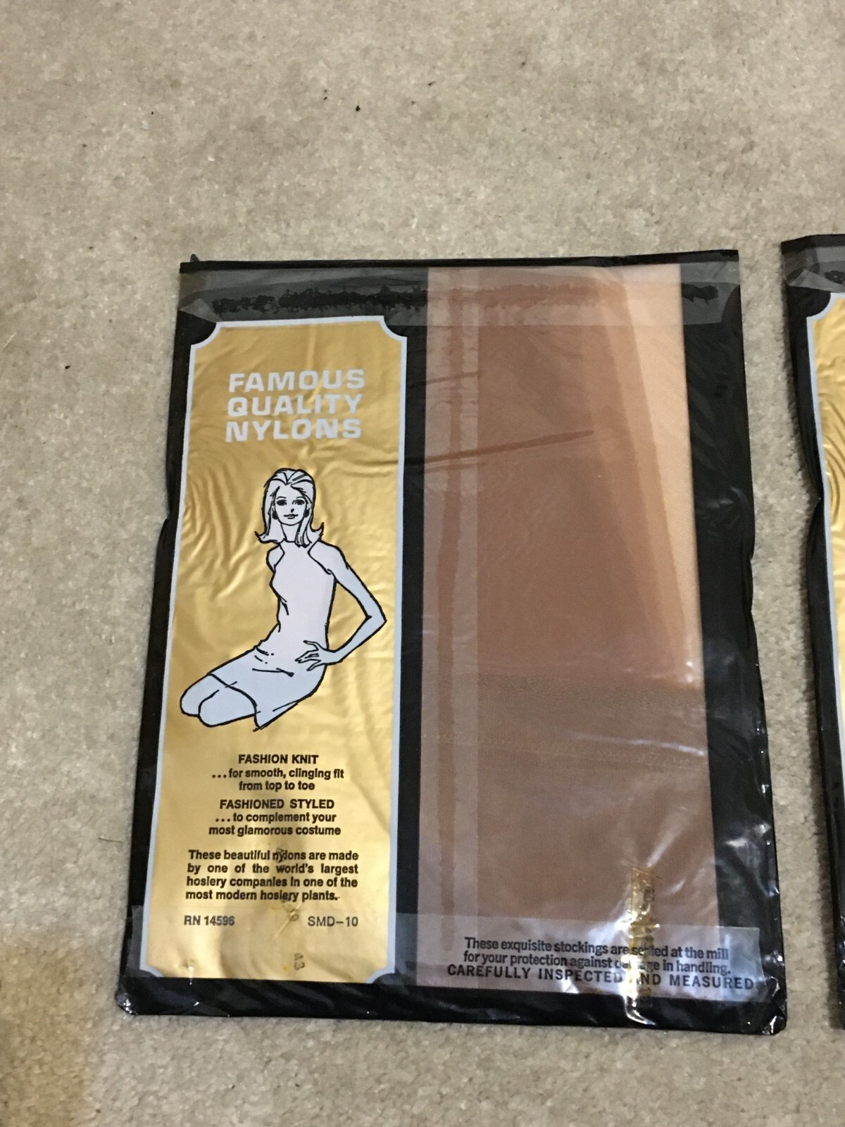 2pr Vtg 1960s Ceil Chapman Reinforced Heel Toe Seamless Mesh Stockings 10 Beige