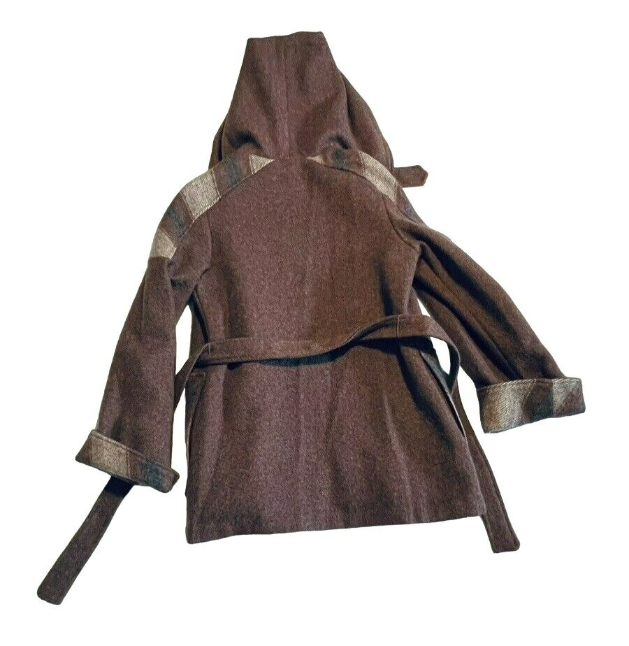 Casa de Lana Virgin Wool Hooded Belted Retro Coat Women’s Size 9 10 Vintage