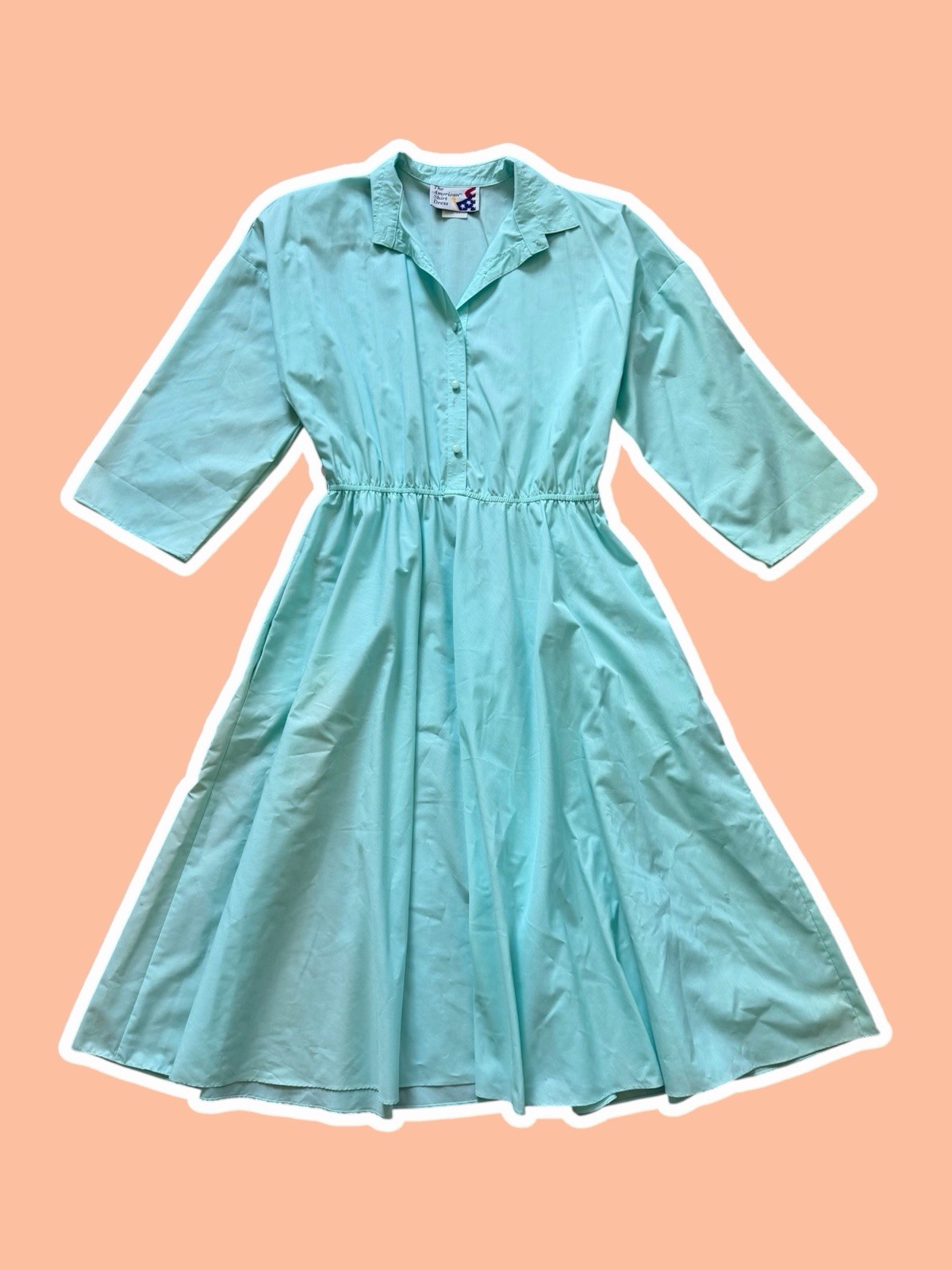 VTG ~ 1980s ~ The American Shirt Dress ~ Light Blue Shirtwaist Dress ~ Size 14