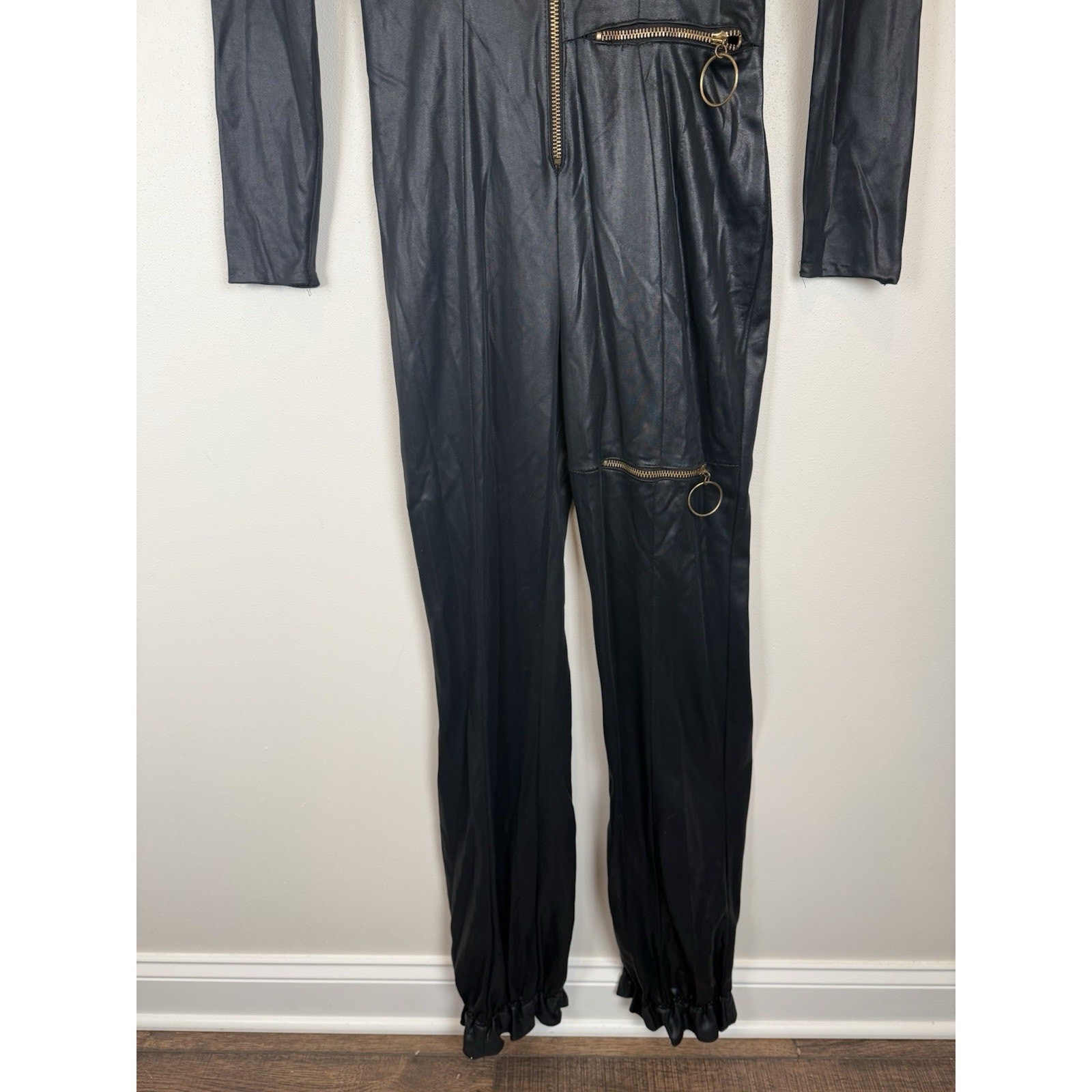 Vintage New Leaf California Black Jumpsuit Disco Jumpsuit Gold Zipper Sexy 70’s
