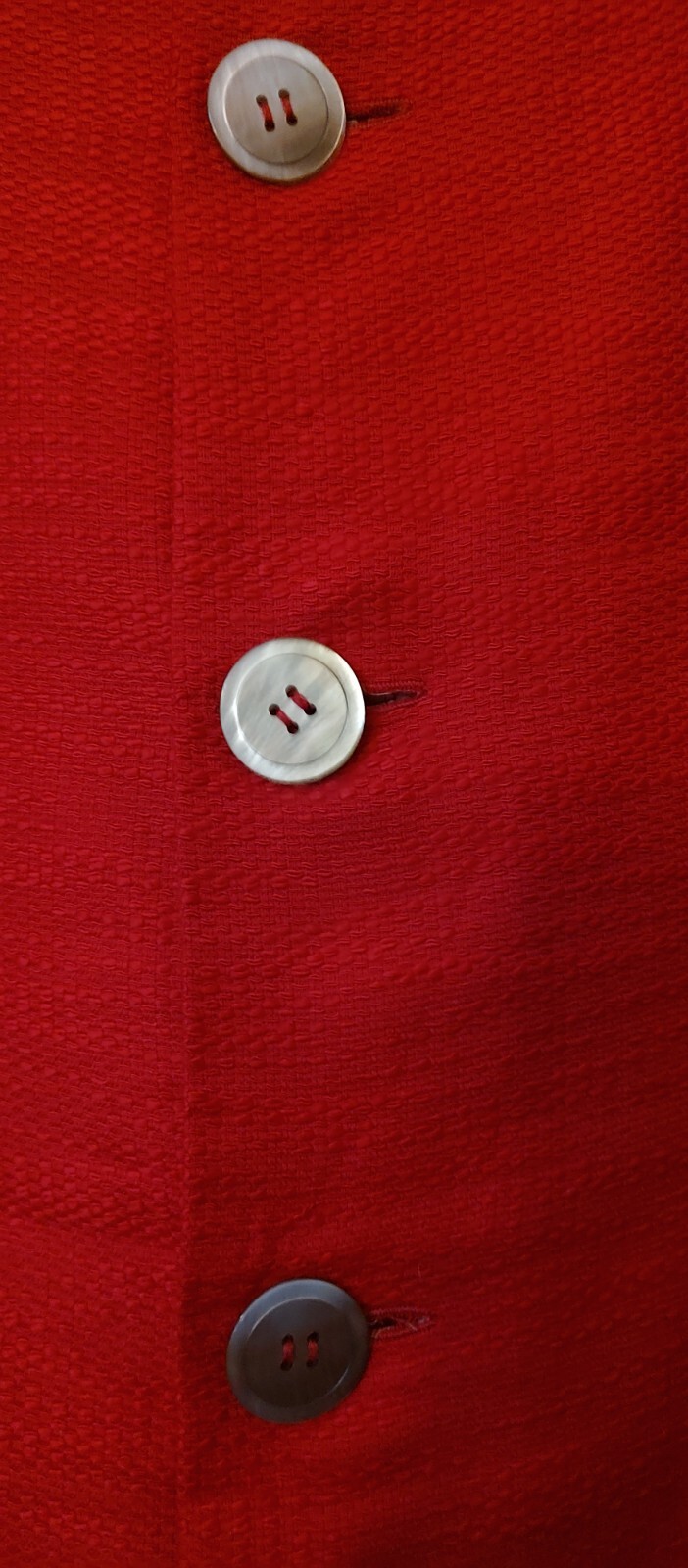 Vtg 60s SHIFT Style DRESS SABRINA NECK, DEEP GERANIUM PINK LINEN, MOP BUTTONS