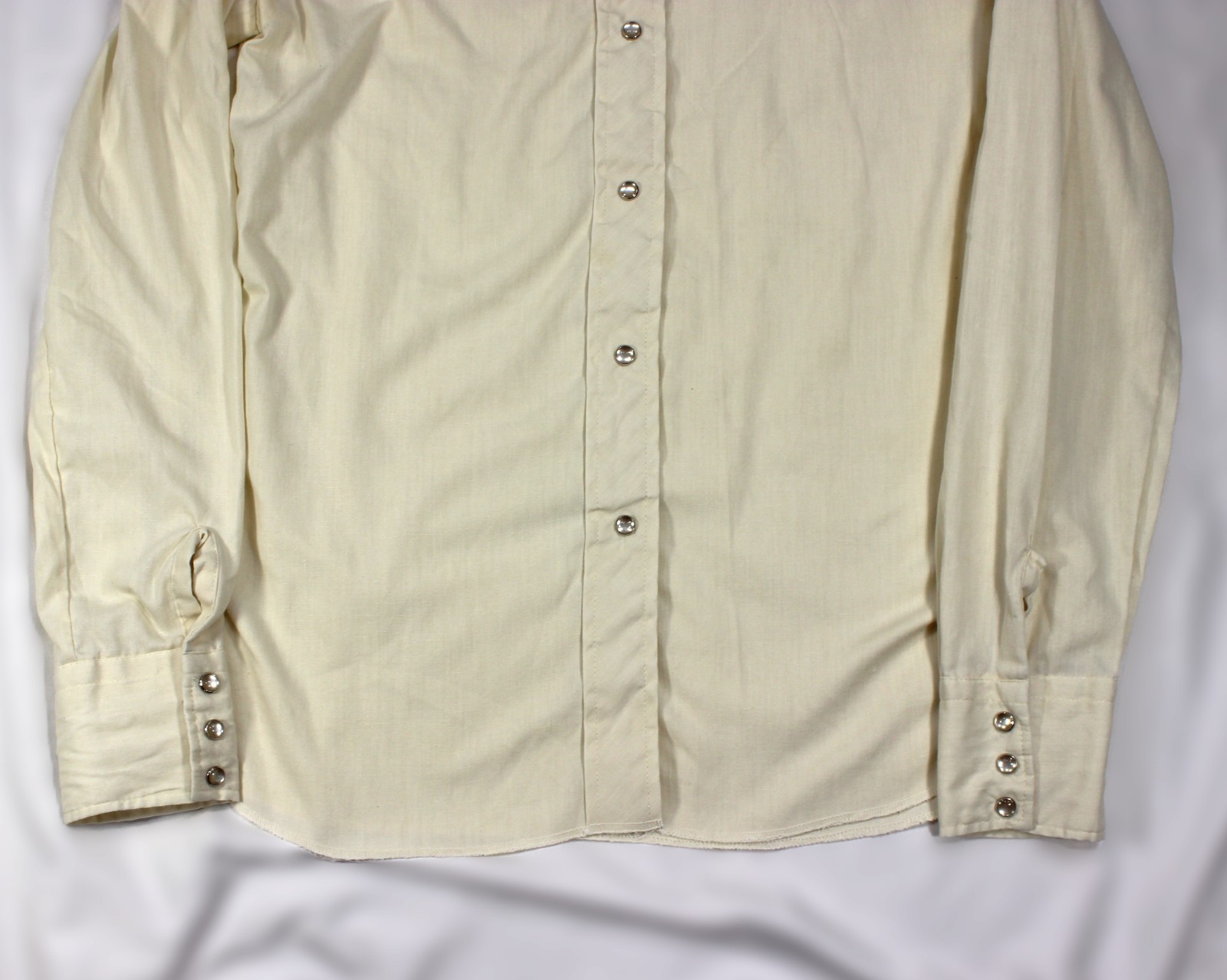 Vintage 70s Karman Western Shirt S/M Thin Floral Embroider Flame Snap Yoke USA