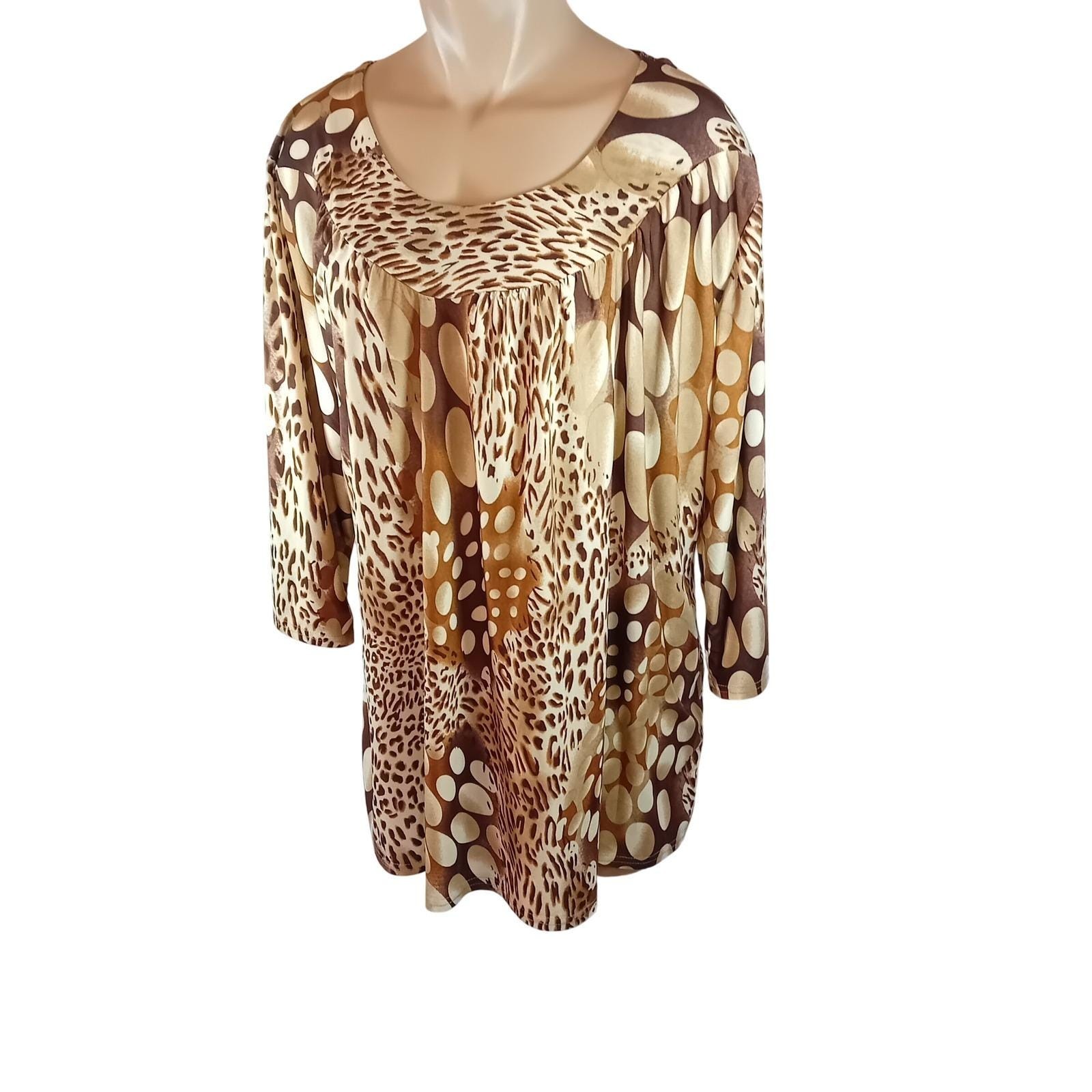 Vintage Y2K Plus Size C.O.C. Animal Print Tunic Maximalism Bohemian Casual 2XL