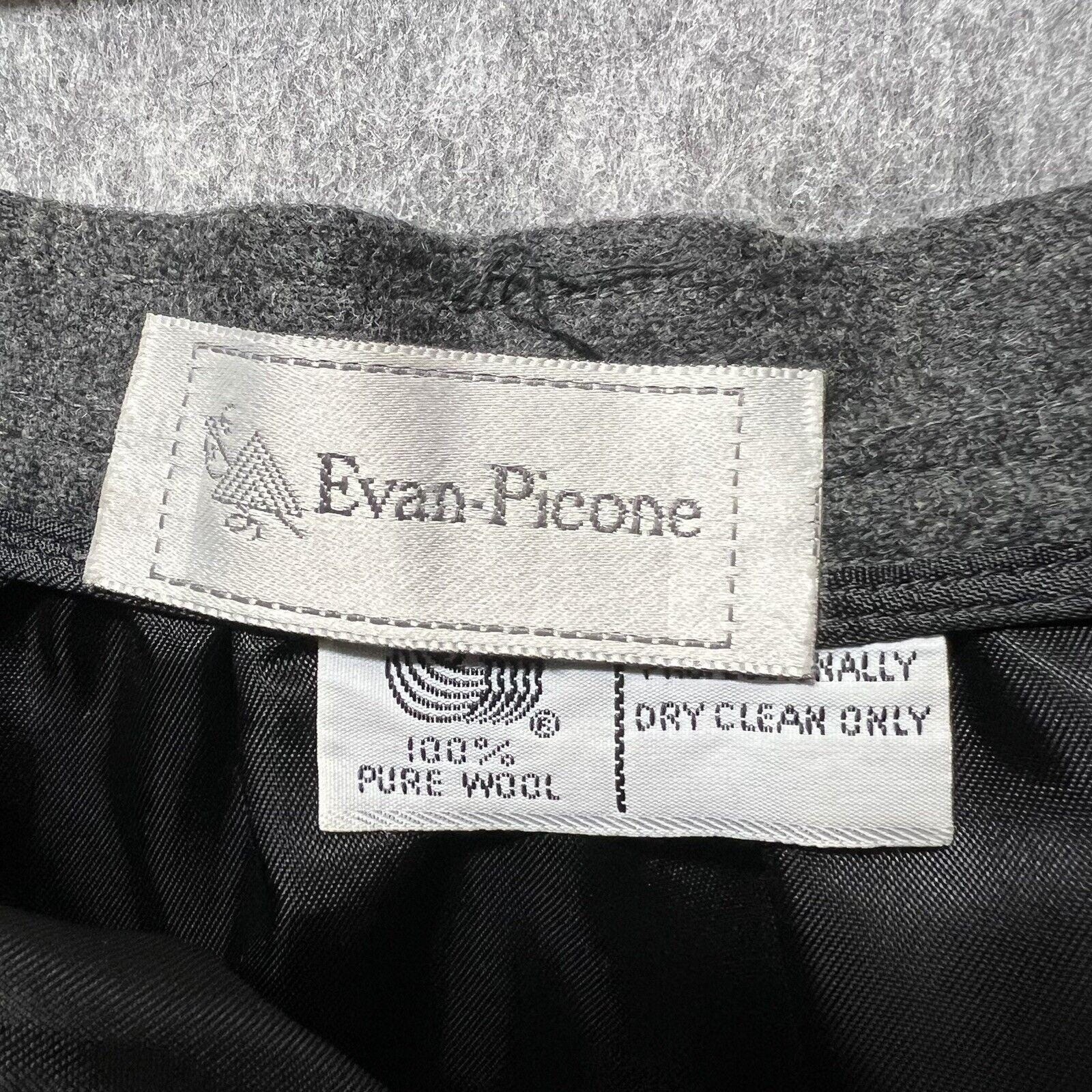 Vintage Evan Picone Gray 100% Wool A-Line Midi Skirt Charcoal Heather Small 27W