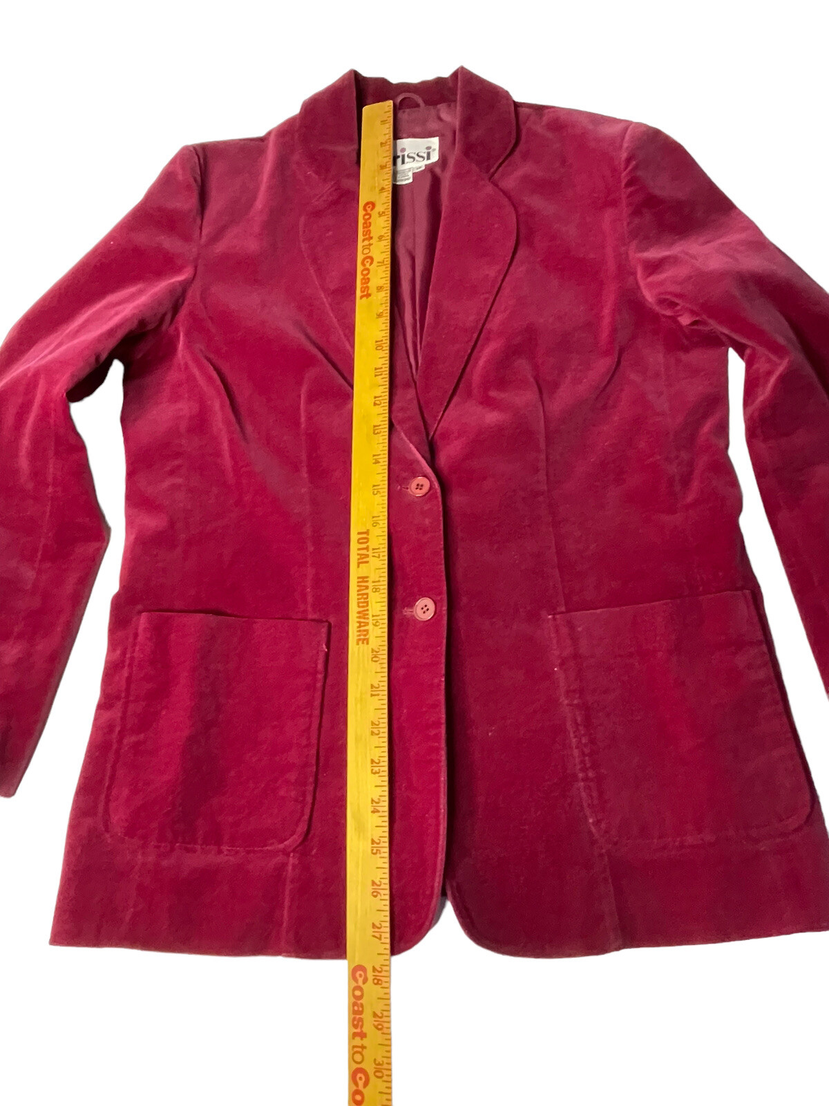 Vintage Trissi’s Woman Velvet Blazer Size 16 Burgundy Wine Shoulder Pads Bust 39