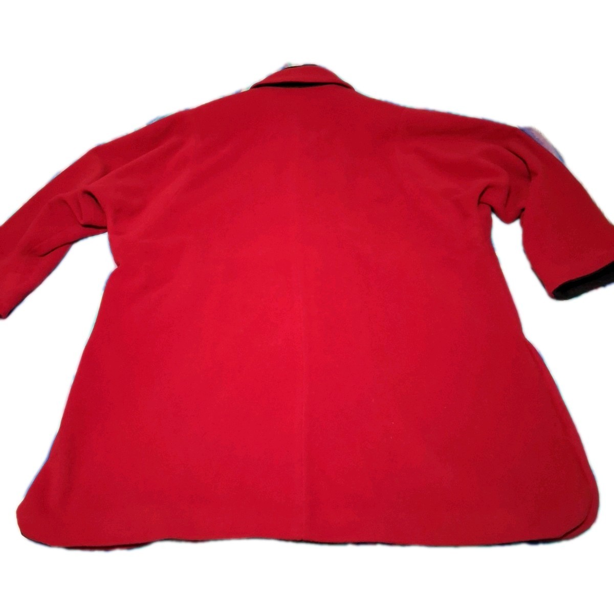 Rare Linda Richards 80s 100%Wool Coat Red Gray Double Lapel Oversized Maximalist