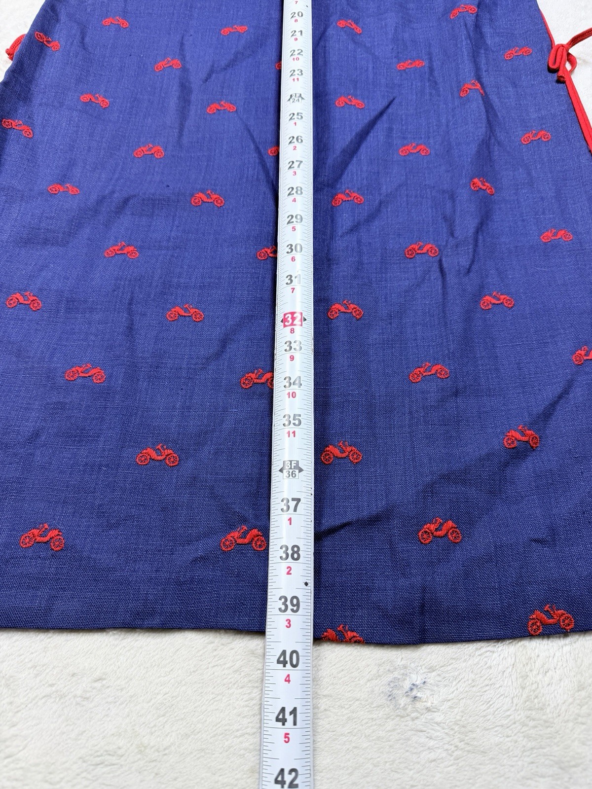 VTG Rare Abercrombie & Fitch Linen Shift Dress Navy Embroidery Scooterz USA 16 L