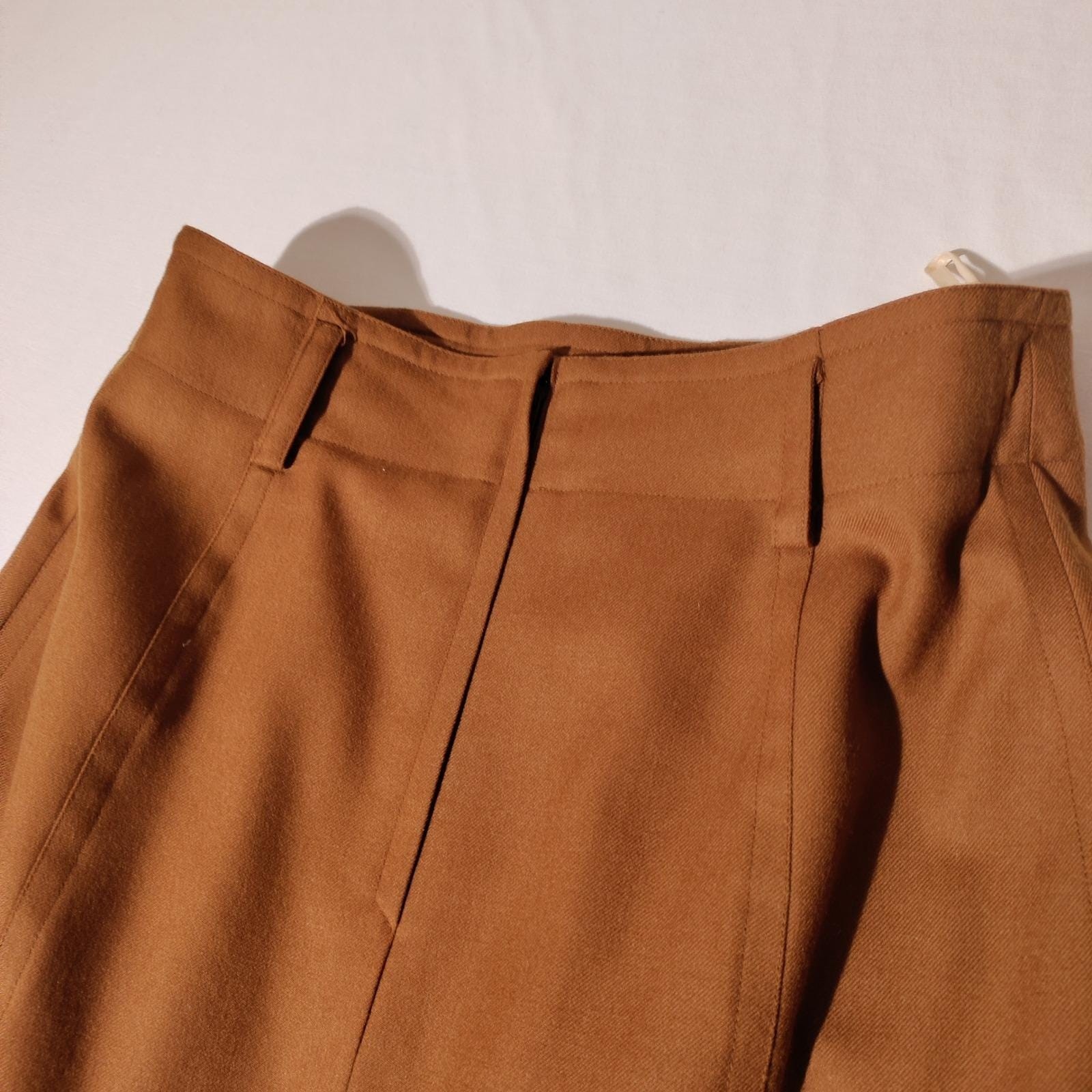 Mondi Vintage West Germany Pure Wool Pleated Skirt Camel Brown Sz 42 (31″ Waist)