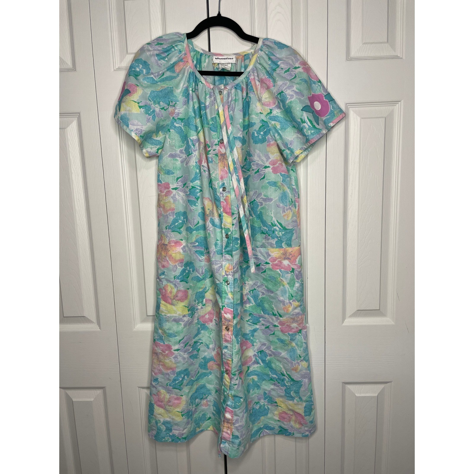 Alternatives Floral House Dress Vintage Cottagecore Grannycore Pastel Poly Med