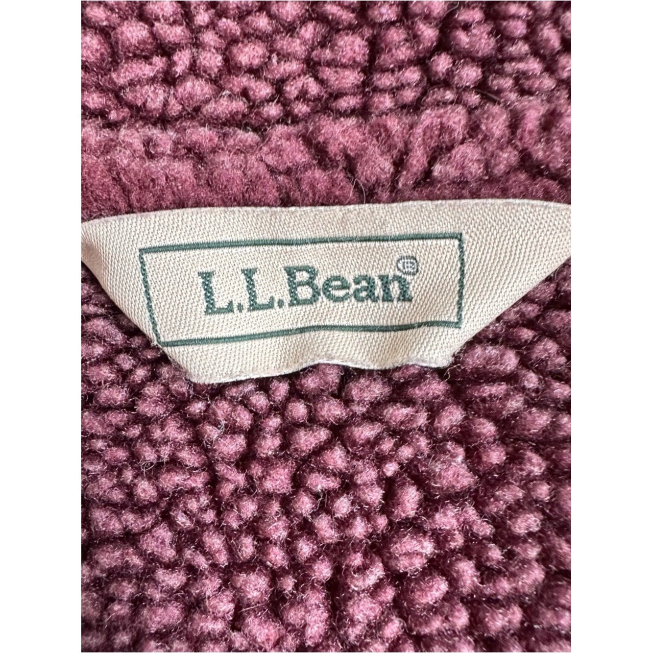 Vintage L.L. Bean Women Burgundy Faux Suede Sherpa Lined Coat Jacket Size XL EUC