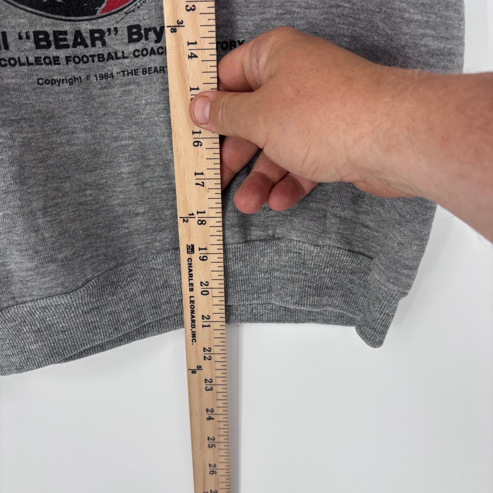 Vtg 80s Bear Bryant Sweatshirt Small 34-36 Cropped Cut Off Sleeves 1984 Alabama