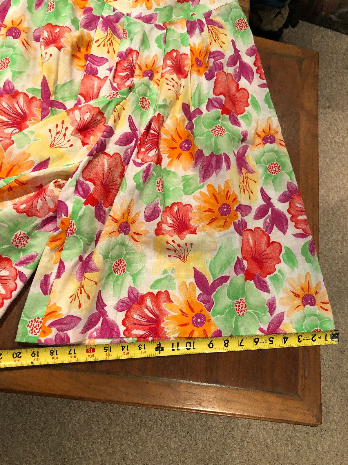 Vintage 60s 70s Handmade Floral Print Pleated Culottes Shorts Size 30×29
