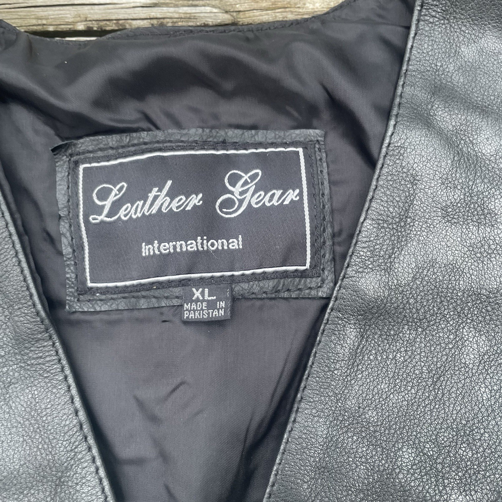 Vtg Leather Gear International Vest Biker Glam Rock Goth Grunge XL NEW