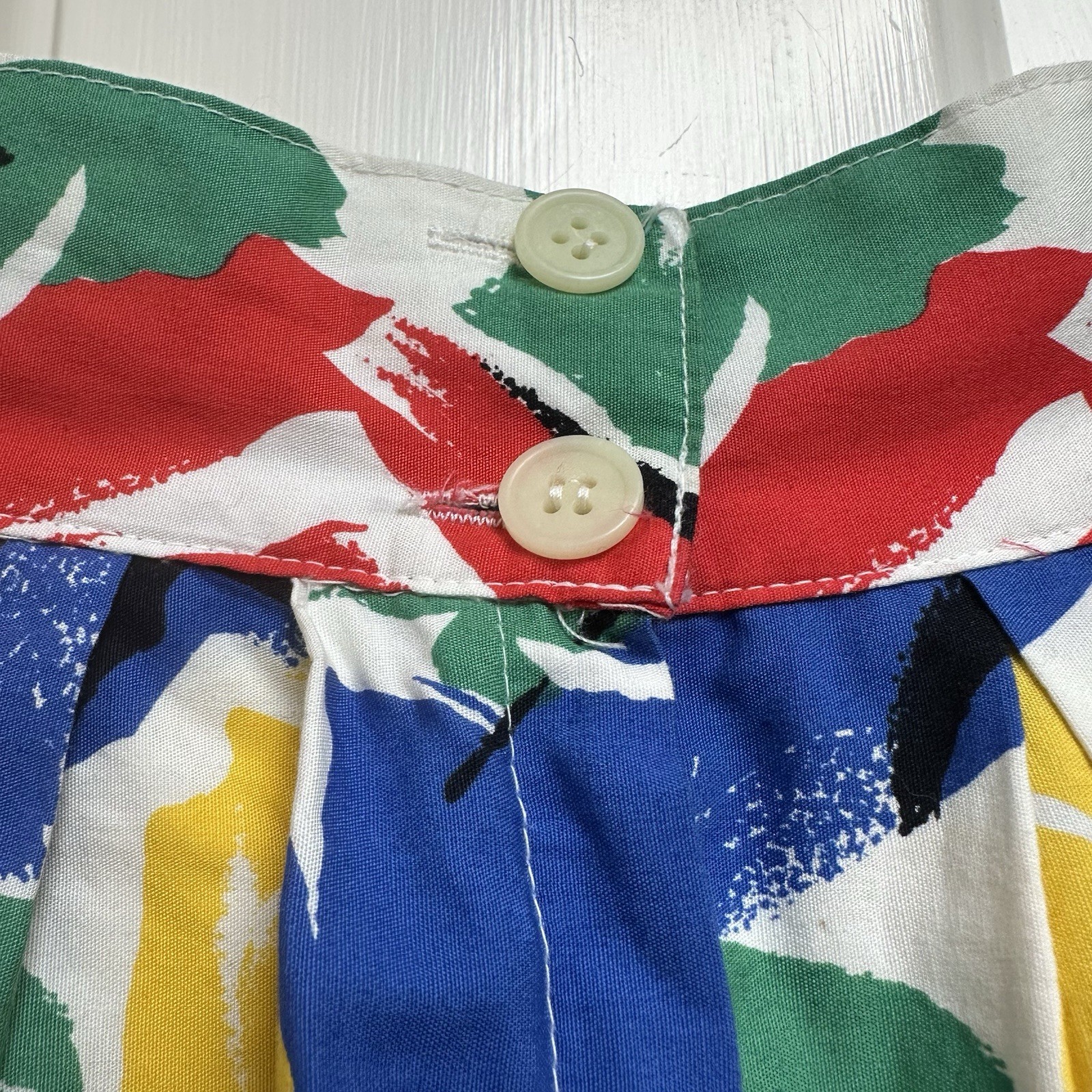Vtg Bay Country Classics 100% Cotton Pleated Skirt Floral Tradwife Artsy POCKETS