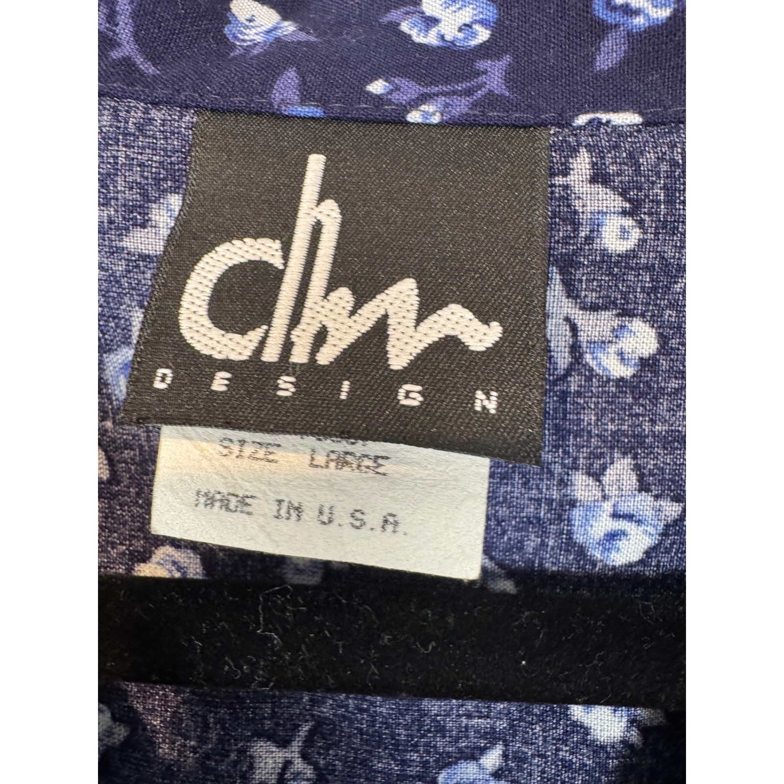 Vtg CHM Design Blue Floral Rayon 2 Piece Set Shirt Shorts LRG Summer Cottagecore