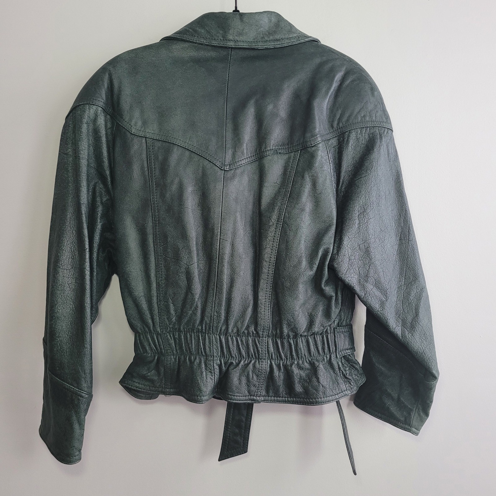 Vintage Adventure Bound Wilson’s dark green leather bomber jacket thinsulate