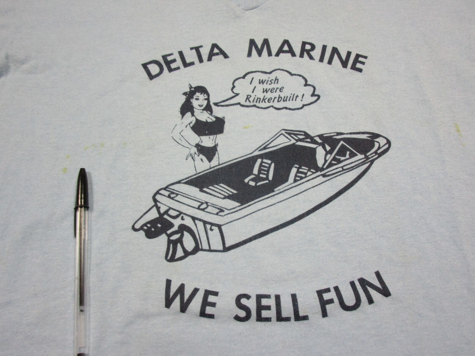 Vintage Rinkerbuilt Boat Sleep T Shirt 1980’s We Sell Fun Delta Marine USA Made