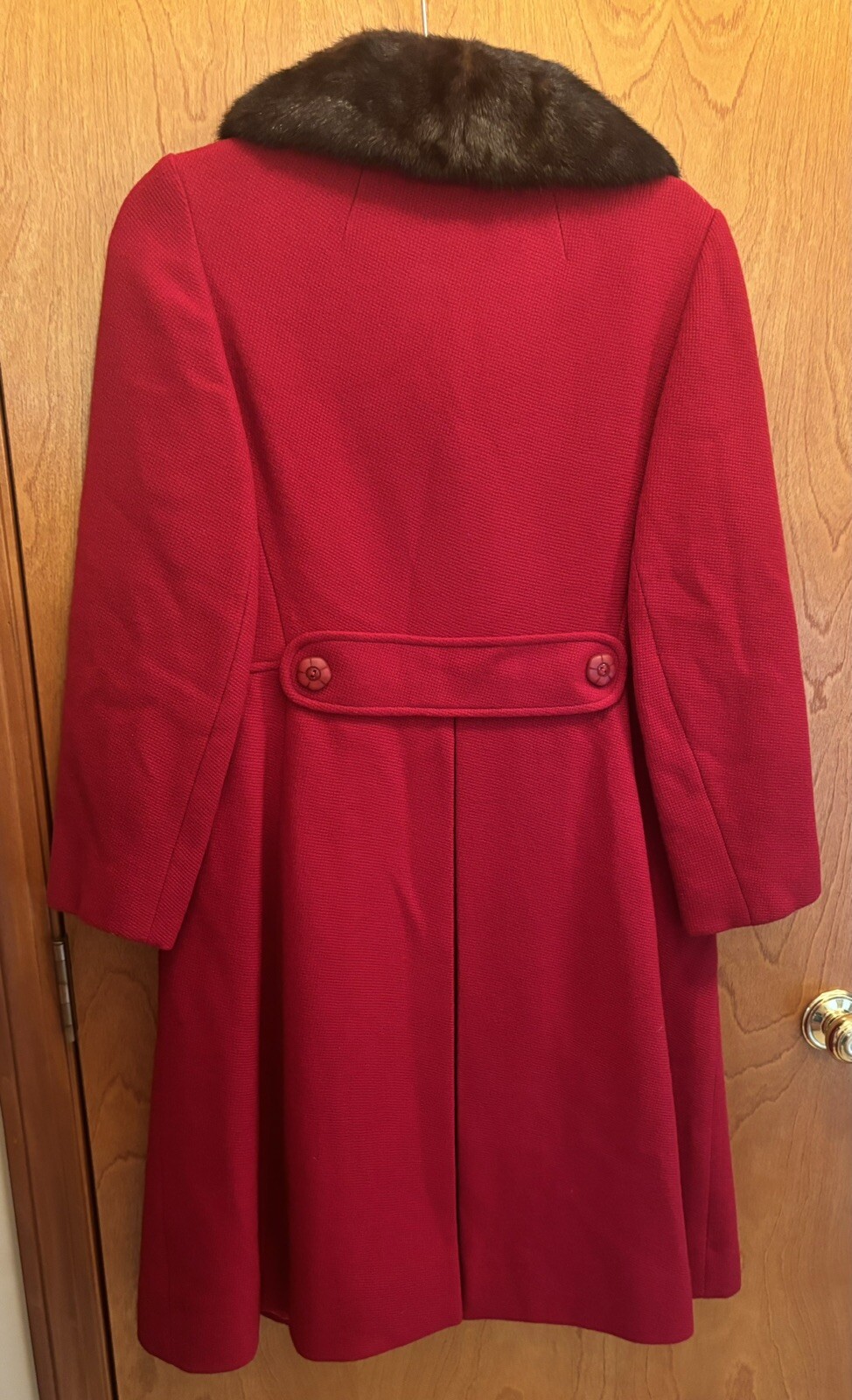 Vintage 1947-1955 SHAGMOOR 100% Wool MINK? Collar LINED Flashy RED. SMALL? USA