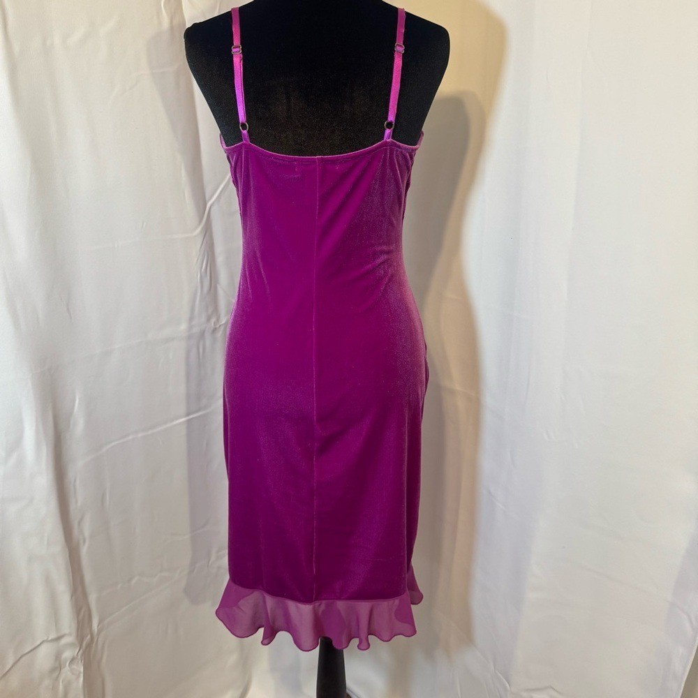 VTG Betsey Johnson New York M Fuchsia Embroidered Velvet Midi Dress 90s Grunge