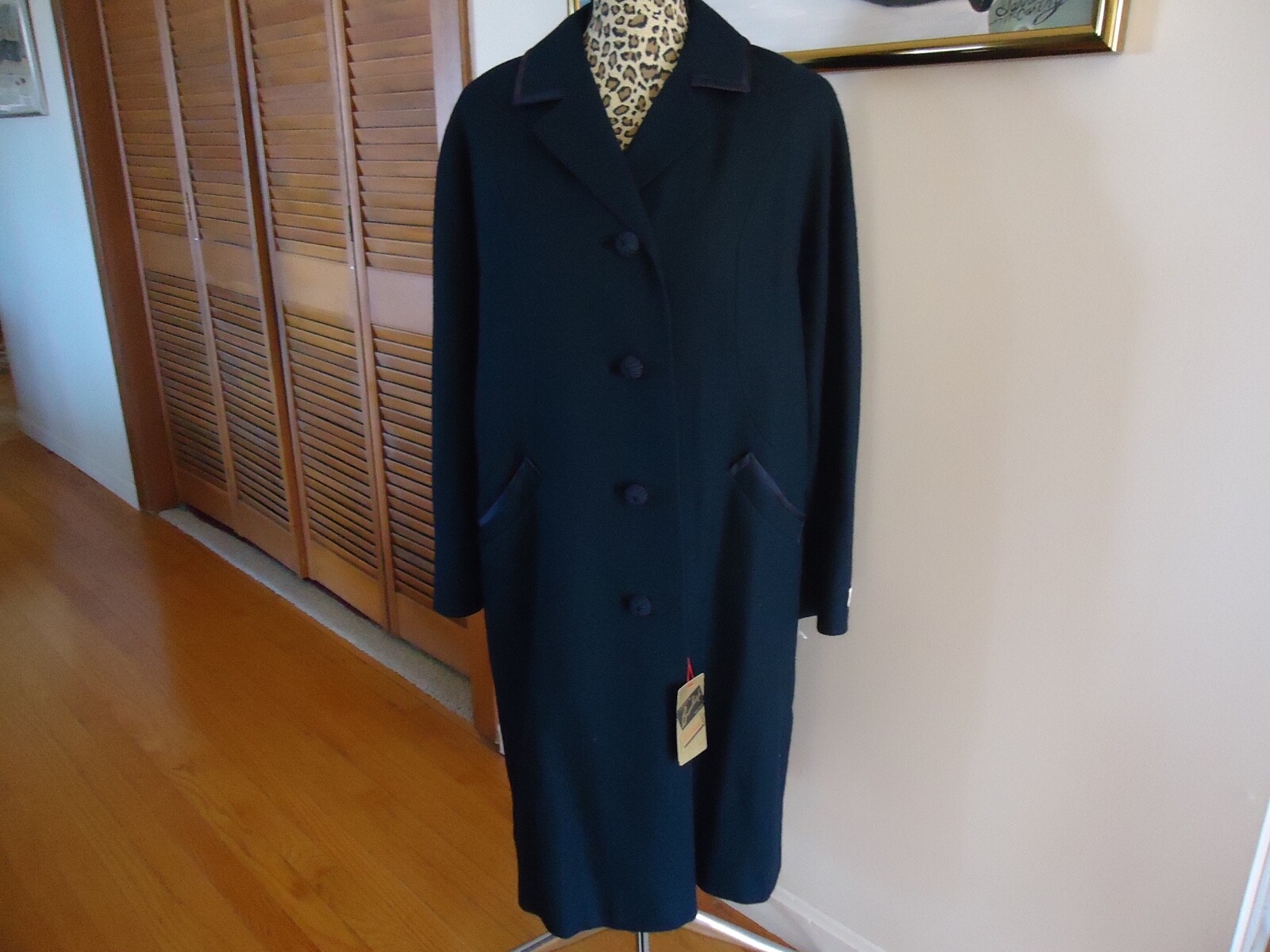 VTG COAT Fashioned by BROMLEIGH New York NEW NOS Navy Wool Lightweight sz16 USA