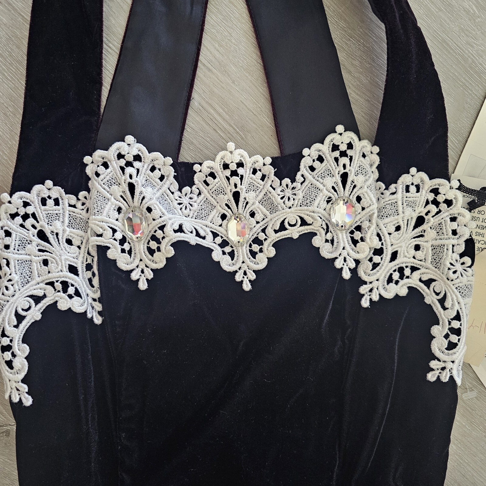 Vtg Jessica McClintock Women Size 7/8 Black With Tulle & 3 Crystals – NWT