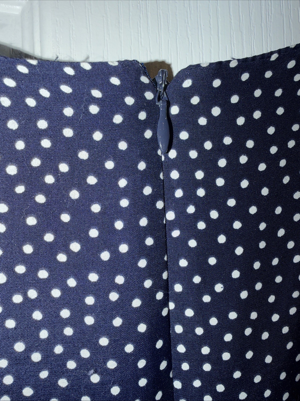 VTG Misty Lane Dress Navy Polka Dot Midi 8 Tie Back 90s Casual Lined Retro USA