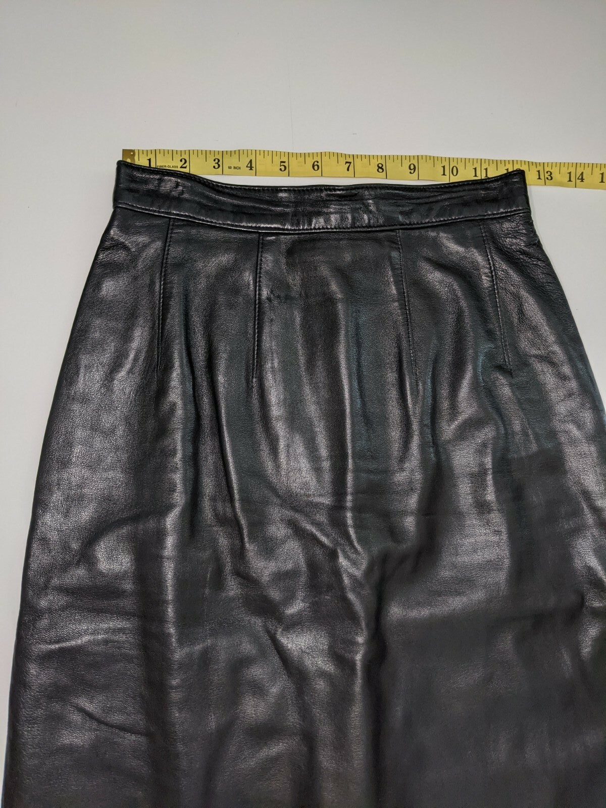 Maxima For Tannery West Vintage Black Leather High Waist Skirt 90s Size 4