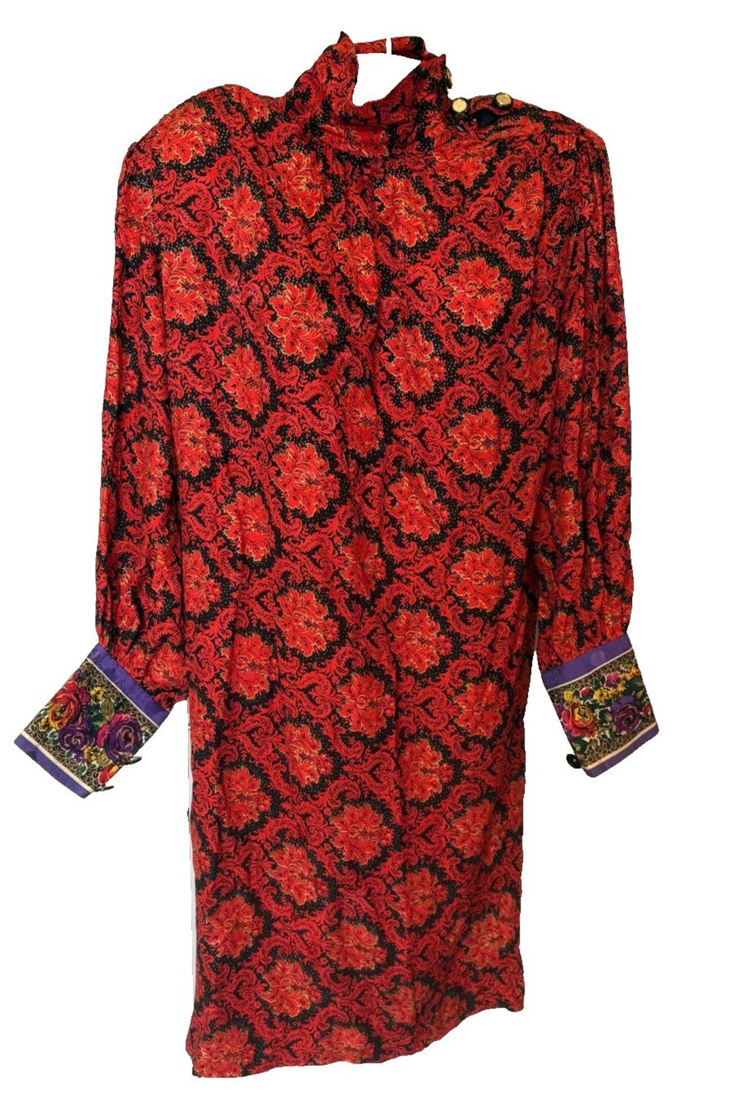 80s 90s Saks Fifth Avenue 10 SILK Vintage Richie Freeman for Terijon Smock Dress
