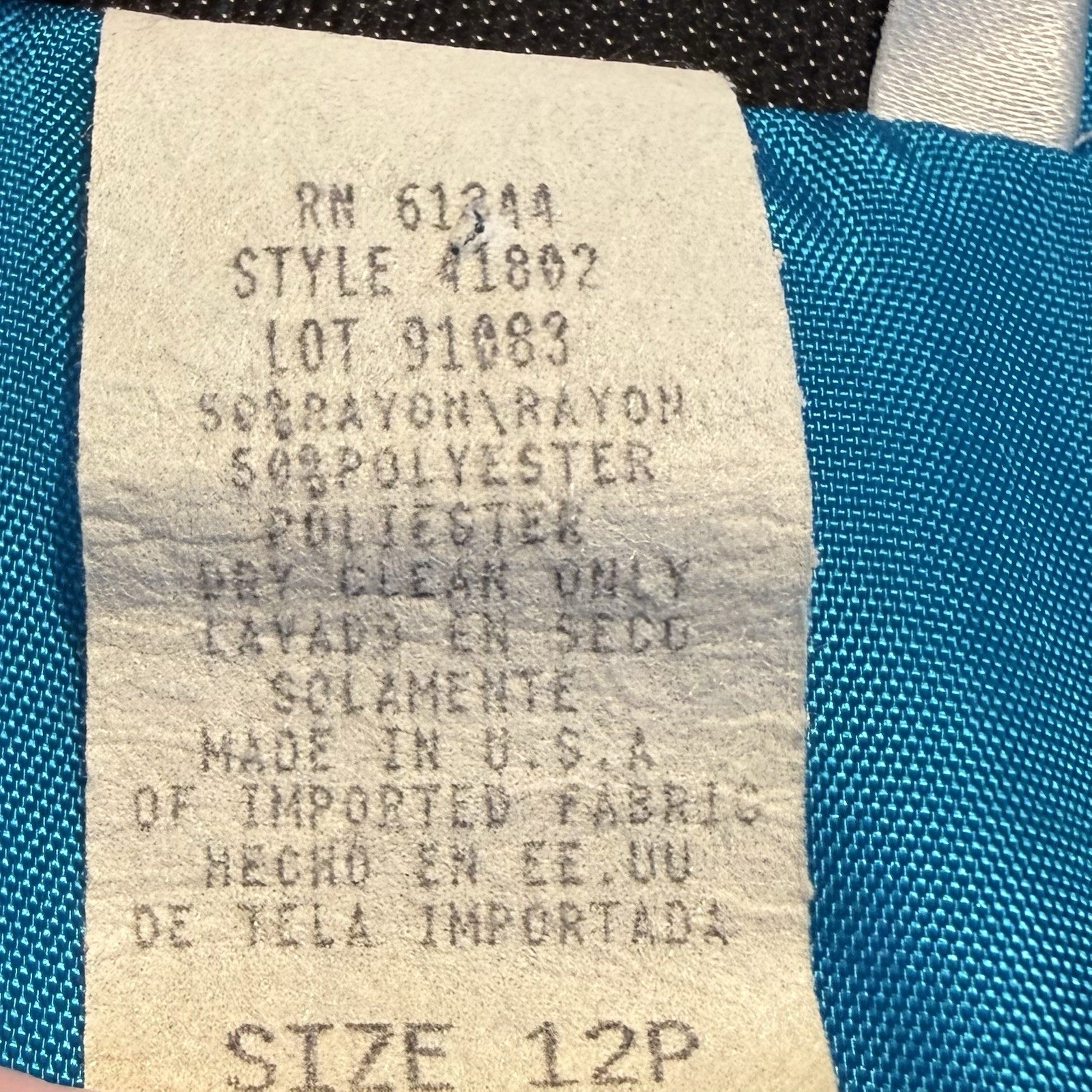 Vintage S.L. Petites Dress Size 12P Wood Buttons Made In USA One- Piece Zip Back