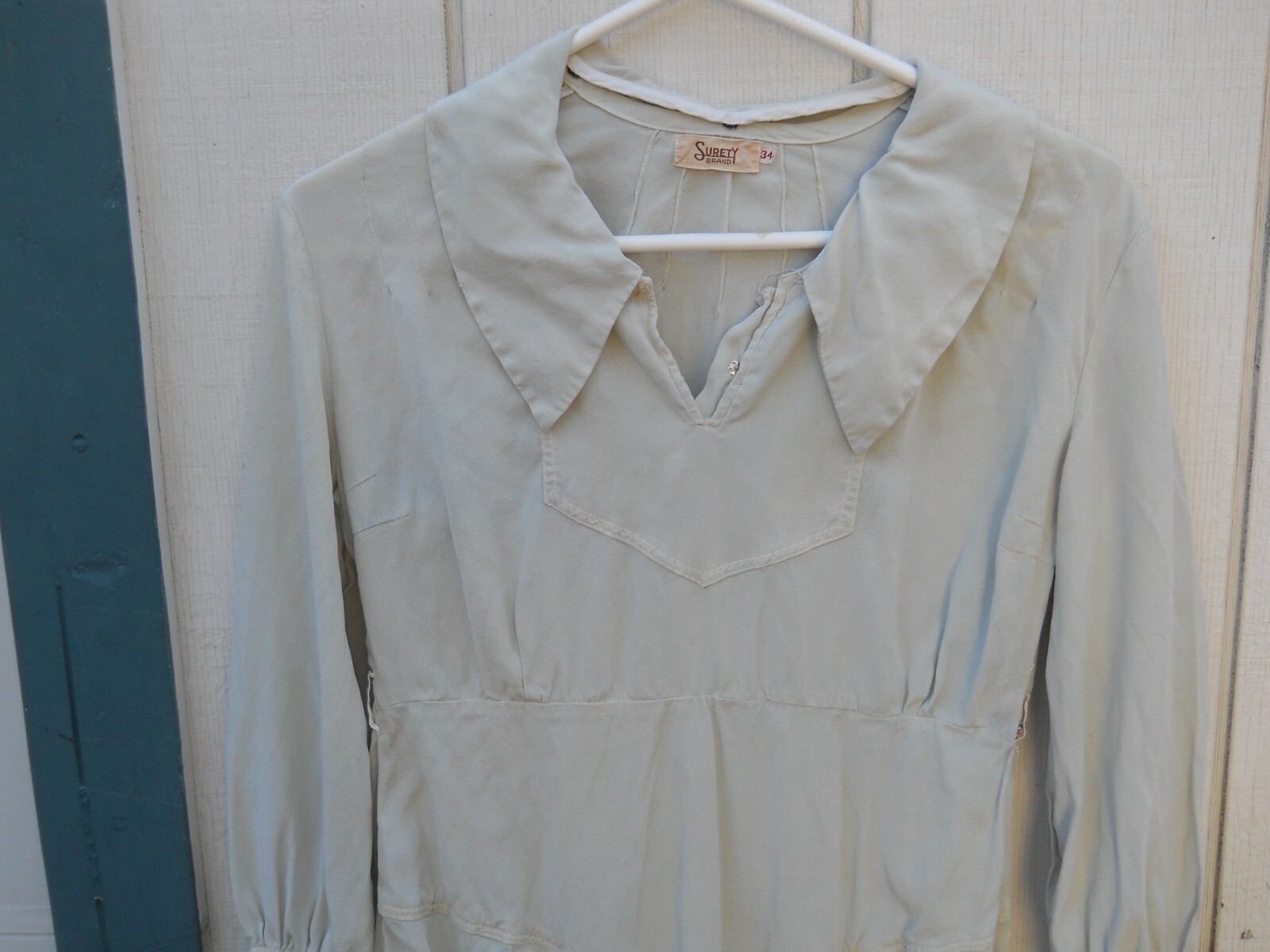 TWO DRESSES VINTAGE 40’S WOMEN’S SILKY GREY LONG SLEEVE DRESS SZ 34 &SZ 12 AS IS
