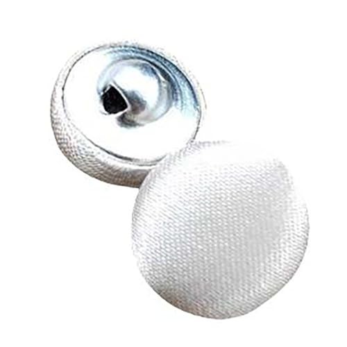 20 Pcs Satin Covered Metal Shank Buttons Cloth Buttons for 15mm Light Gray