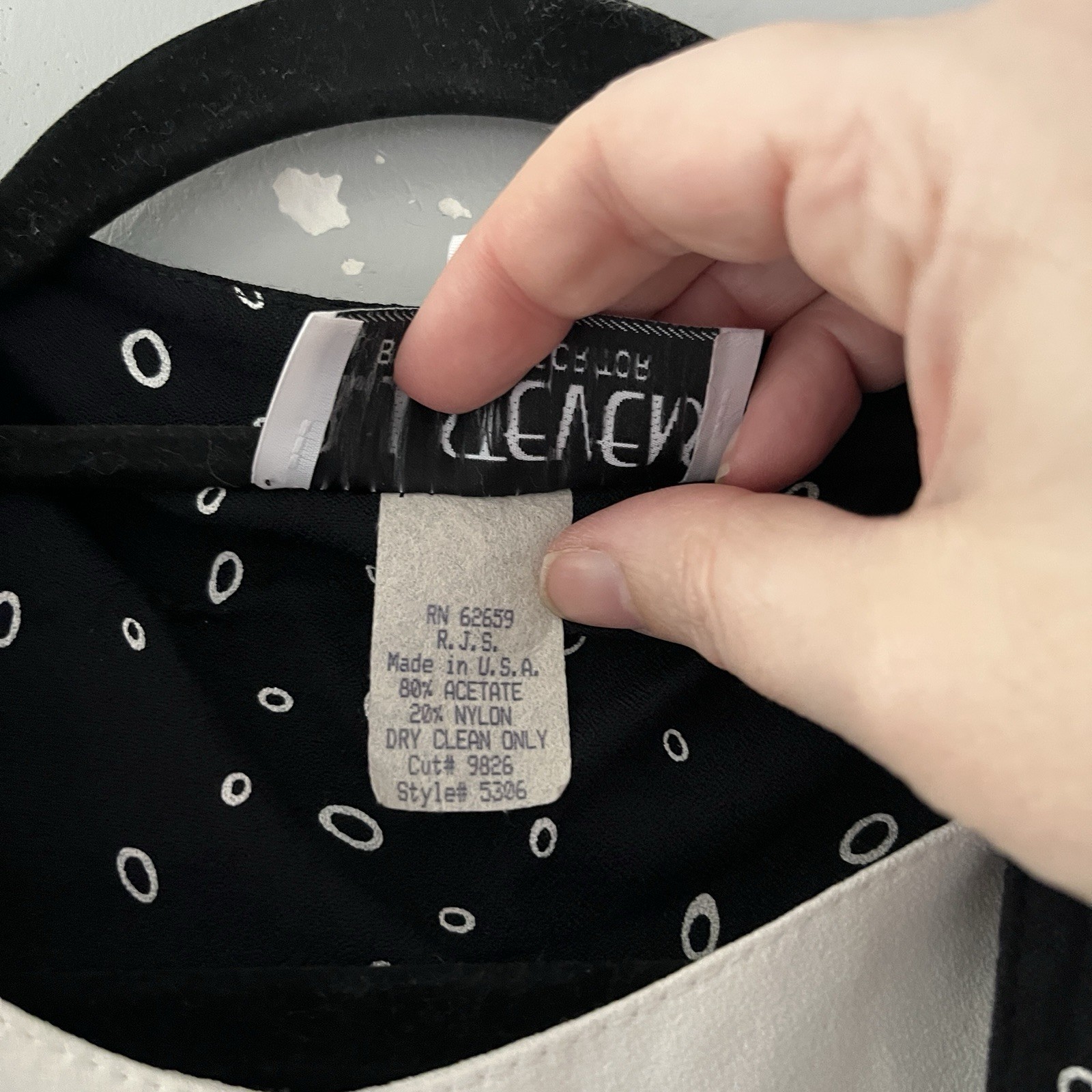 Vintage 80s R J Stevens Black and White Dot Dress Career Work Size 8