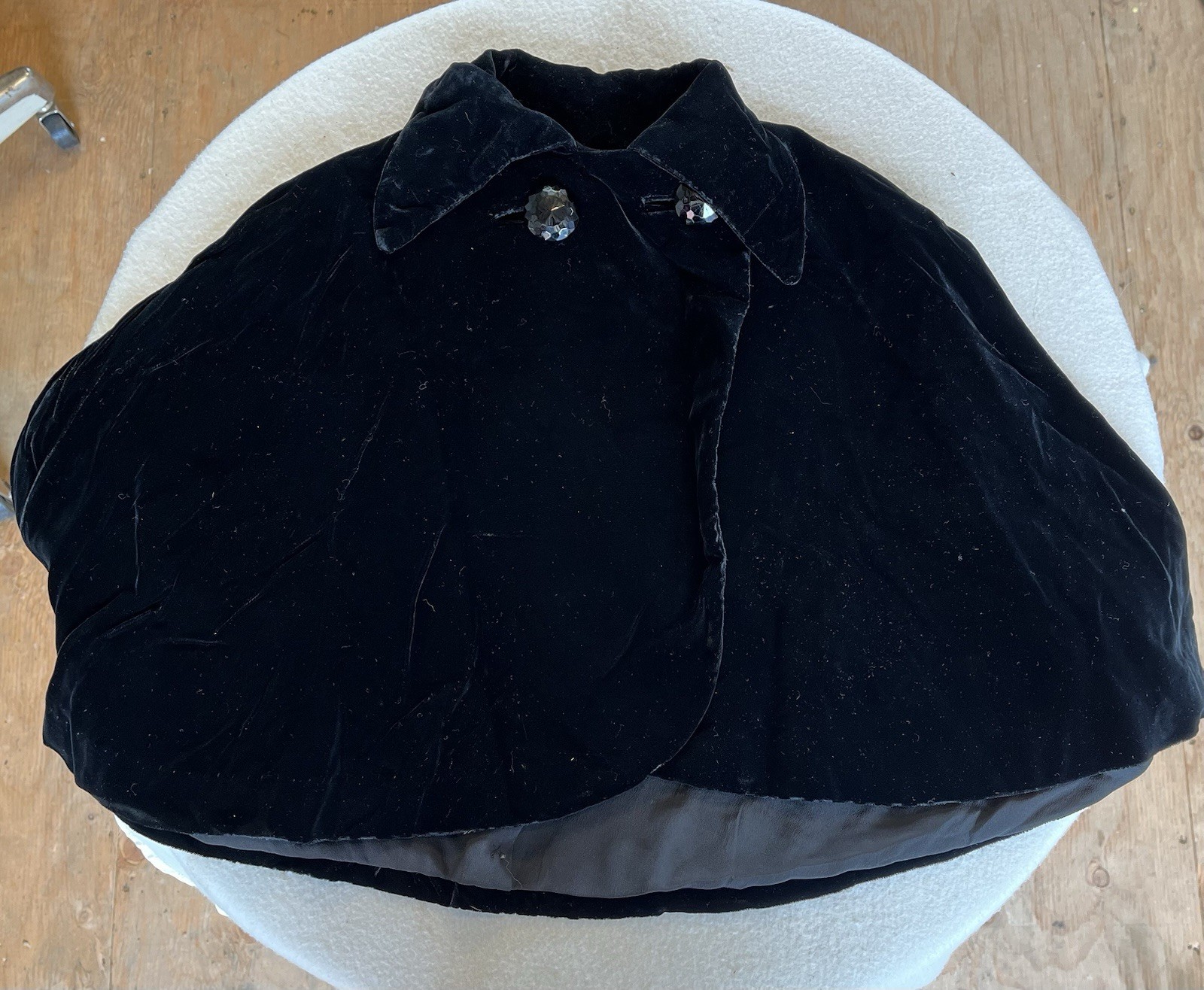 Vintage National Recovery Board Coat & Suit Industry Black Velvet Bolero Capelet