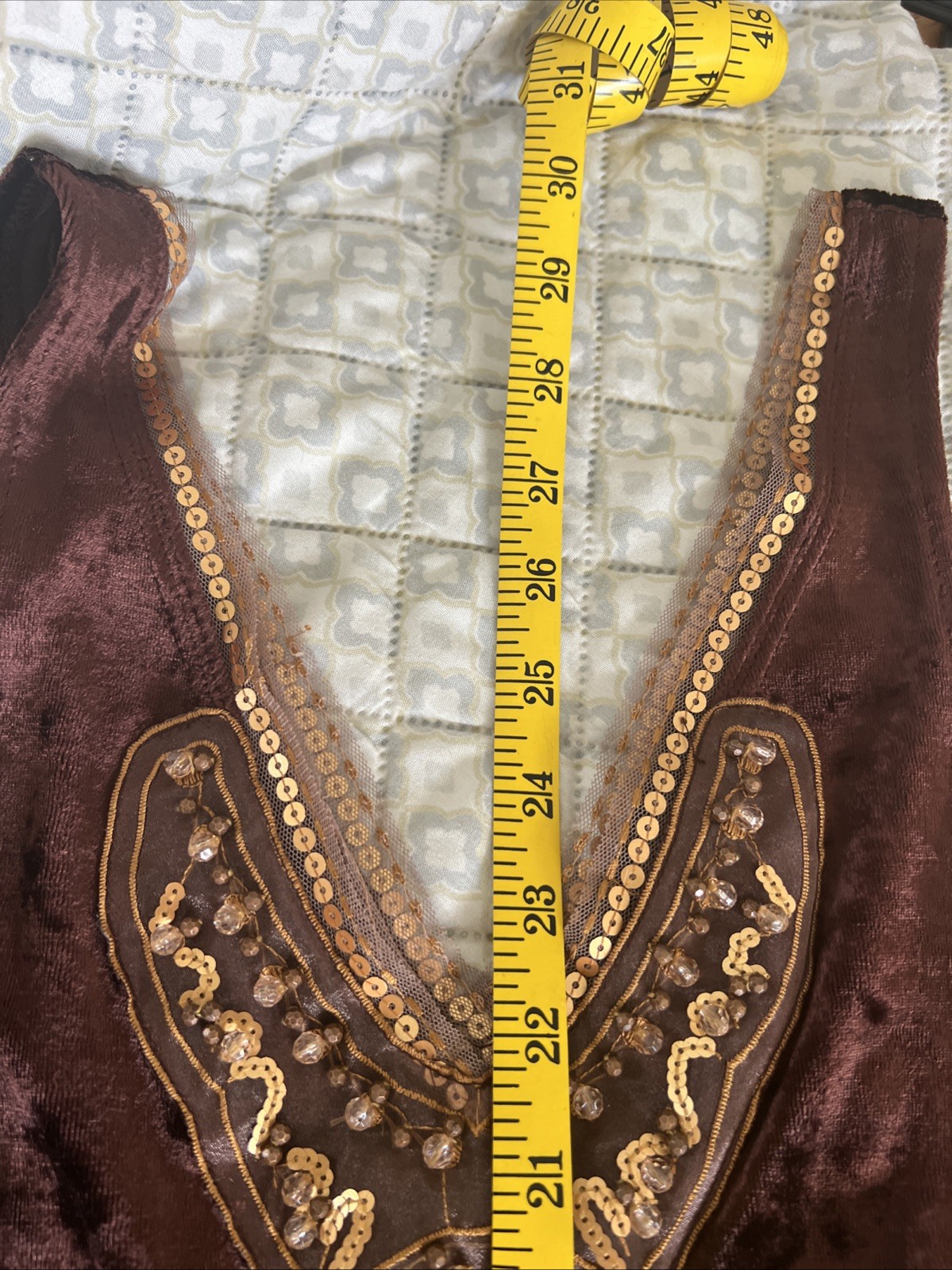 Vintage Express, Brown, Gold Sequins And Beads, Boho, Summer Top, Sz S. Sweet!