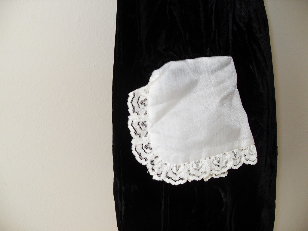 Black Velvet White Collar Cuffs Large Crystal Buttons Mini GoGo Retro VTG 1960’s