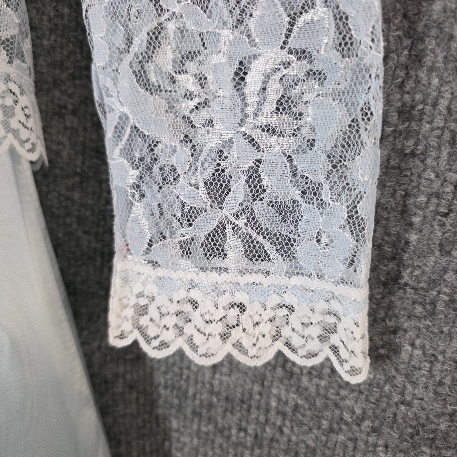 Vintage 80s Gunne Sax Prom Dress SZ 7 Icy Blue Lace Satin Victorian Tulle Skirt