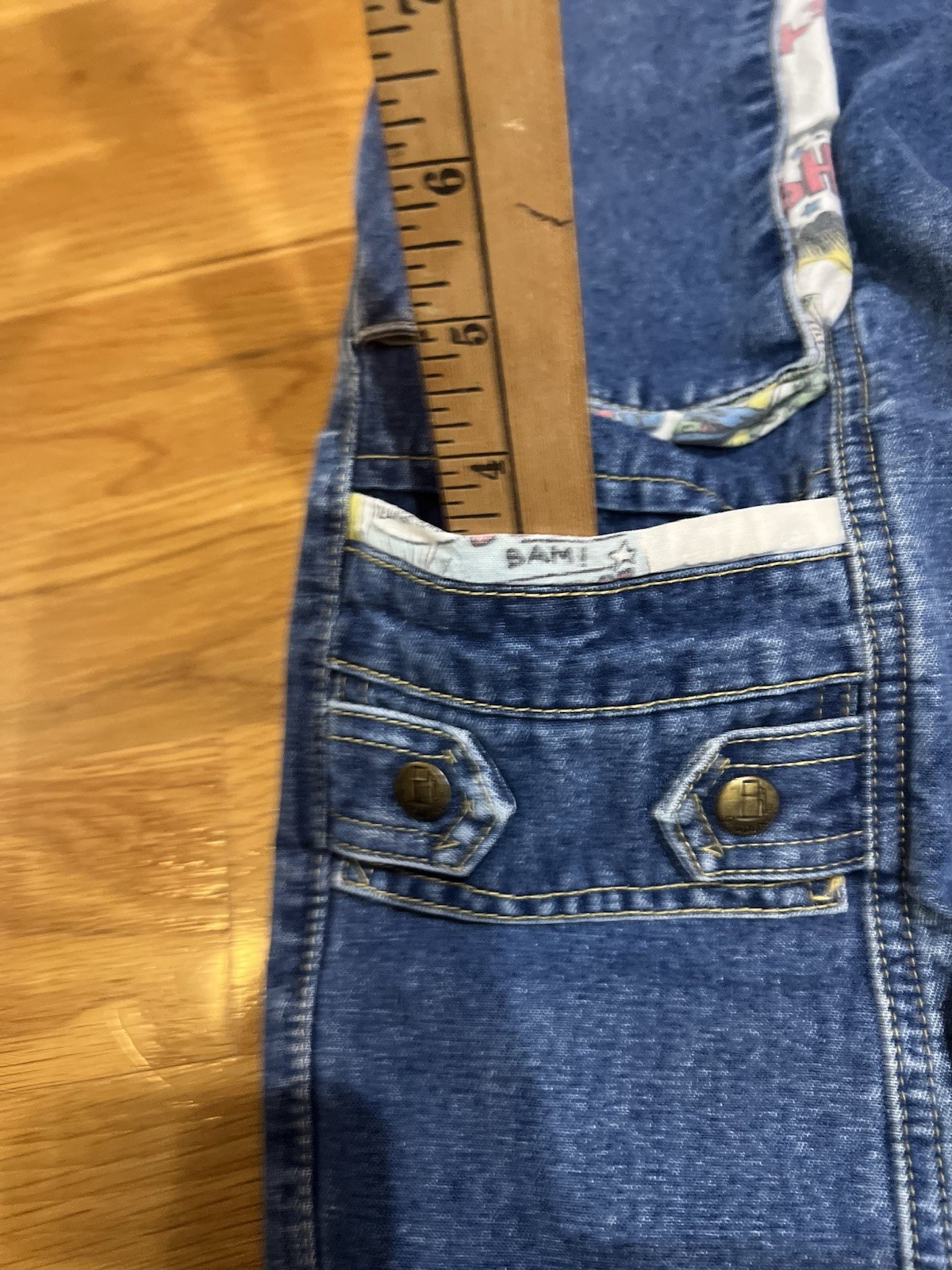 Rare VTG 80s Women’s Gasoline Jeans Comic Strip Accented Pockets/ Snap Buttons