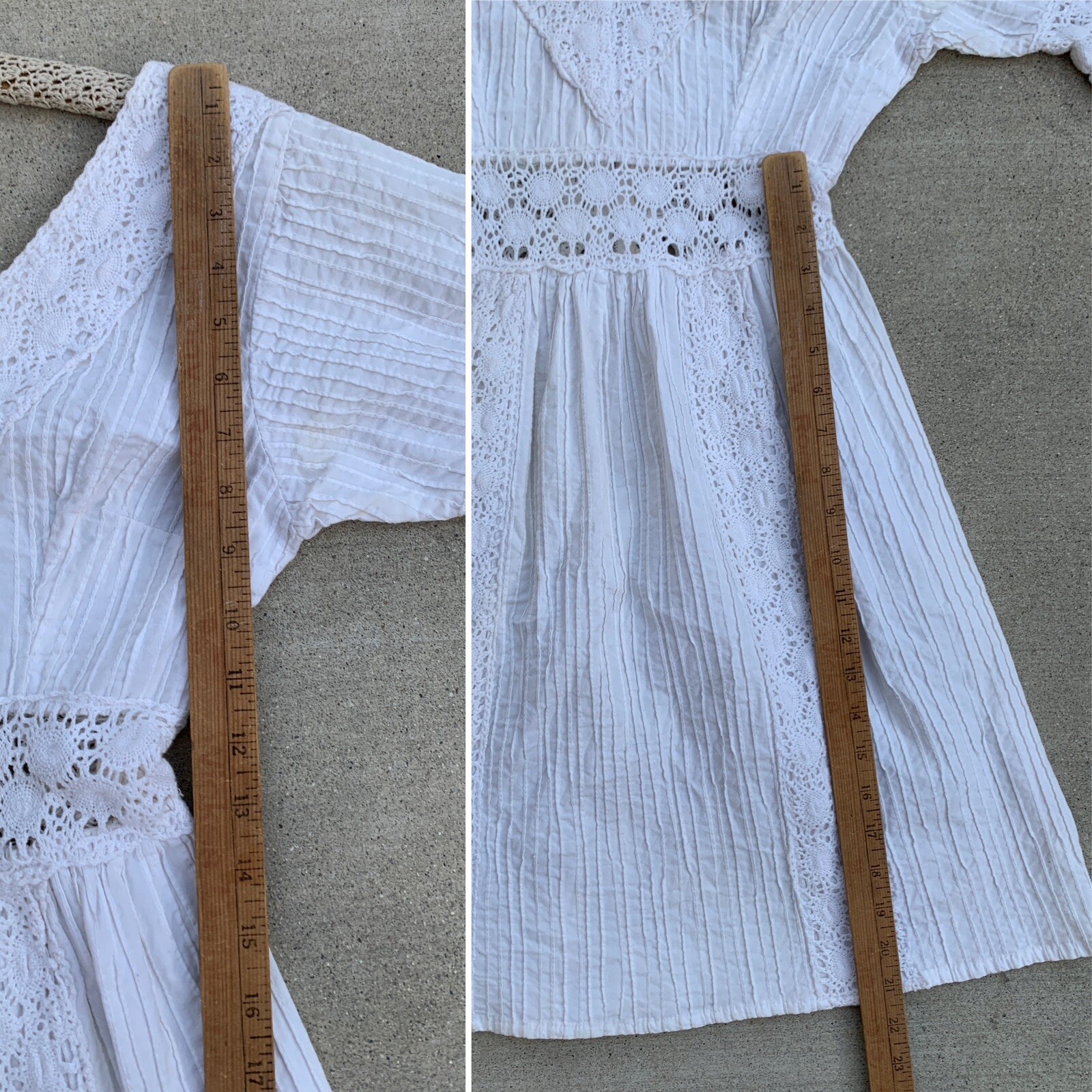 White Mexican Dress Metal Zipper Hippy Boho Peasant Hippie Chic vintage