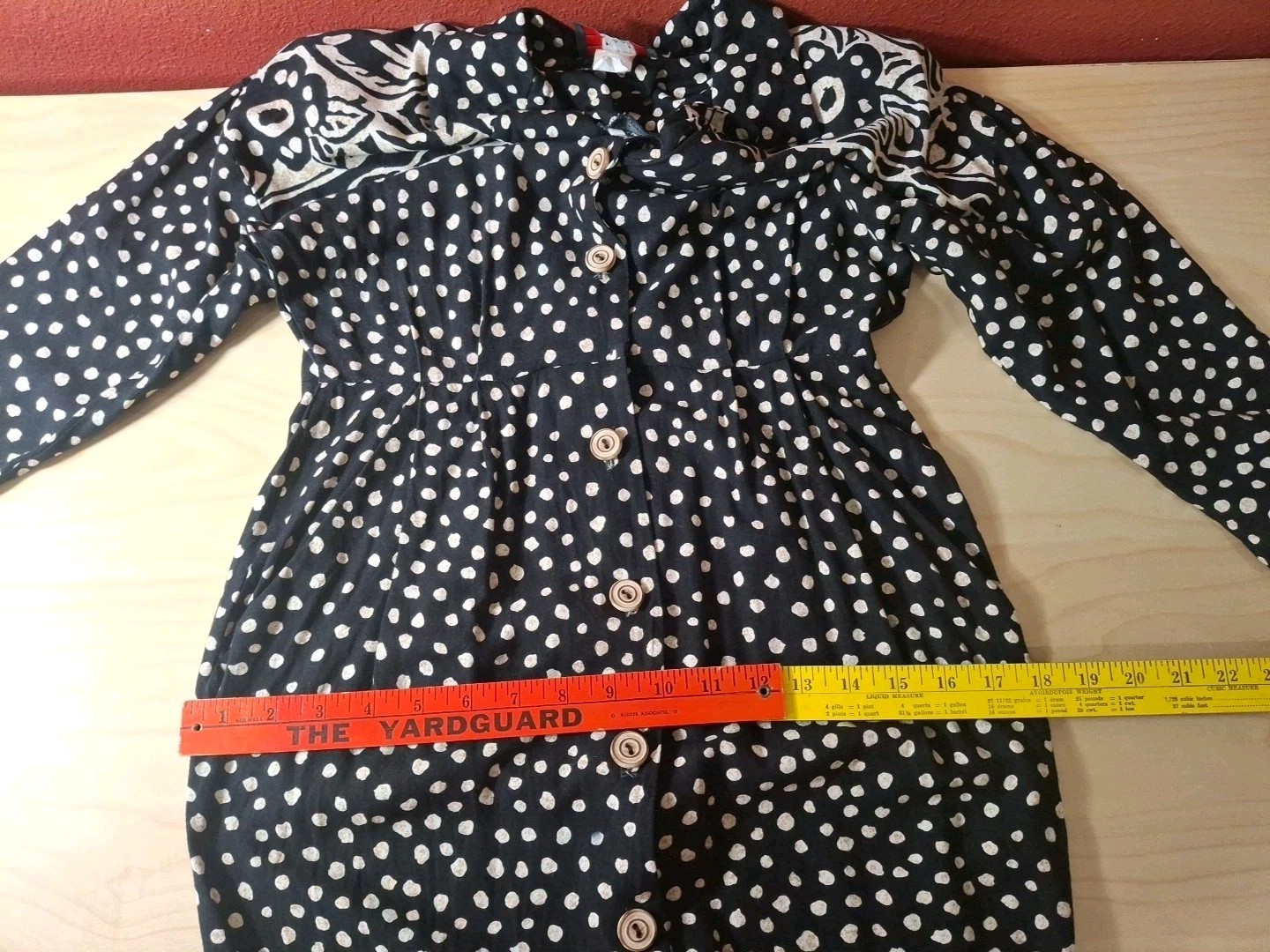 Vtg 80-90s JSJ Petite Button Up Sheath Pencil Dress Midi Black Polka Dot Rayon S