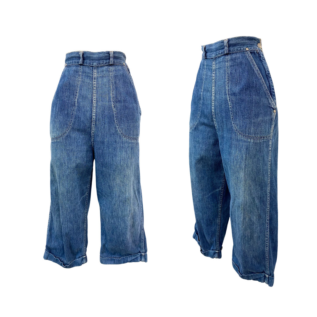 Vtg 40s 1940s Stockton Of Dallas Original Ranch Wear Denim Western Knickers