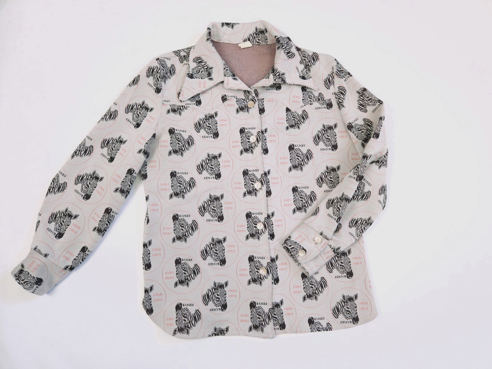 Masai Mara Zebra Double Knit Polyester Western Shirt Women’s Small Vintage 70s