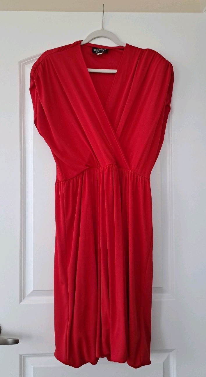Vintage Rockabilly Pinup Swing Red Dress, Size 11-12