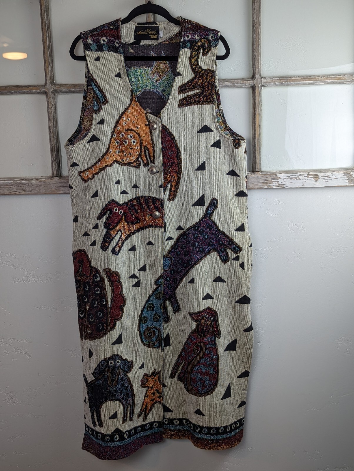 VTG Artistic Apparel Laurel Burch Dress Sleeveless Cartigan Women’s Large Mint