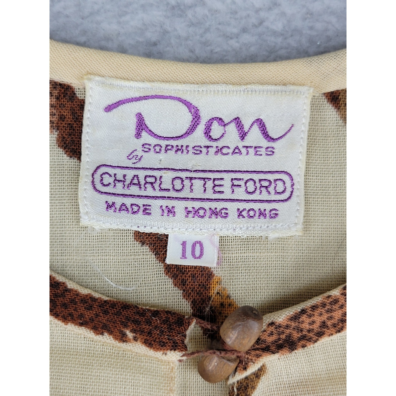 Vintage Don Sophisticates Charlotte Ford 100% Wool Striped Maxi Dress Tan Brown