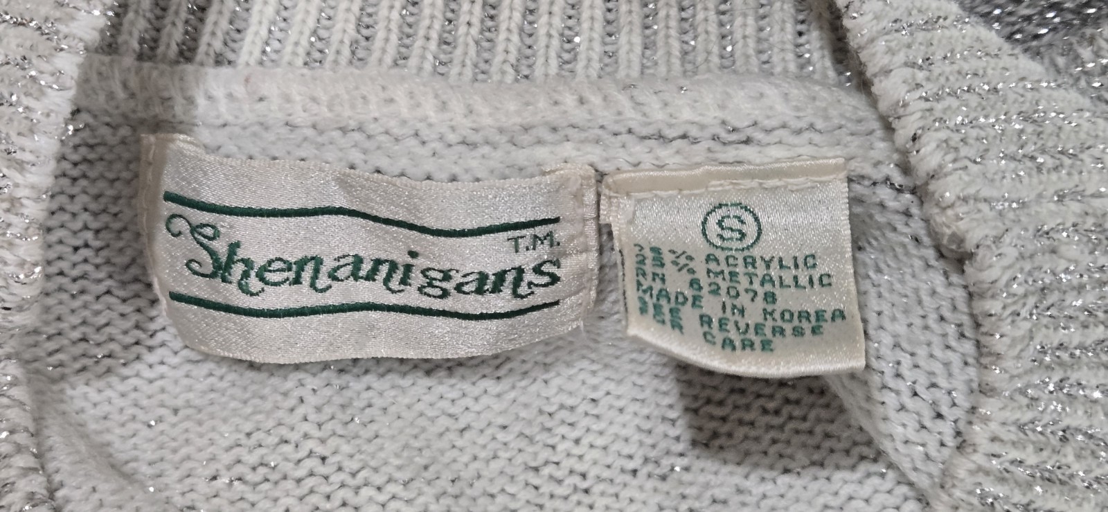 1980s SHENANIGANS Metallic Silver Black And Purple Color Block Sweater Sz Small