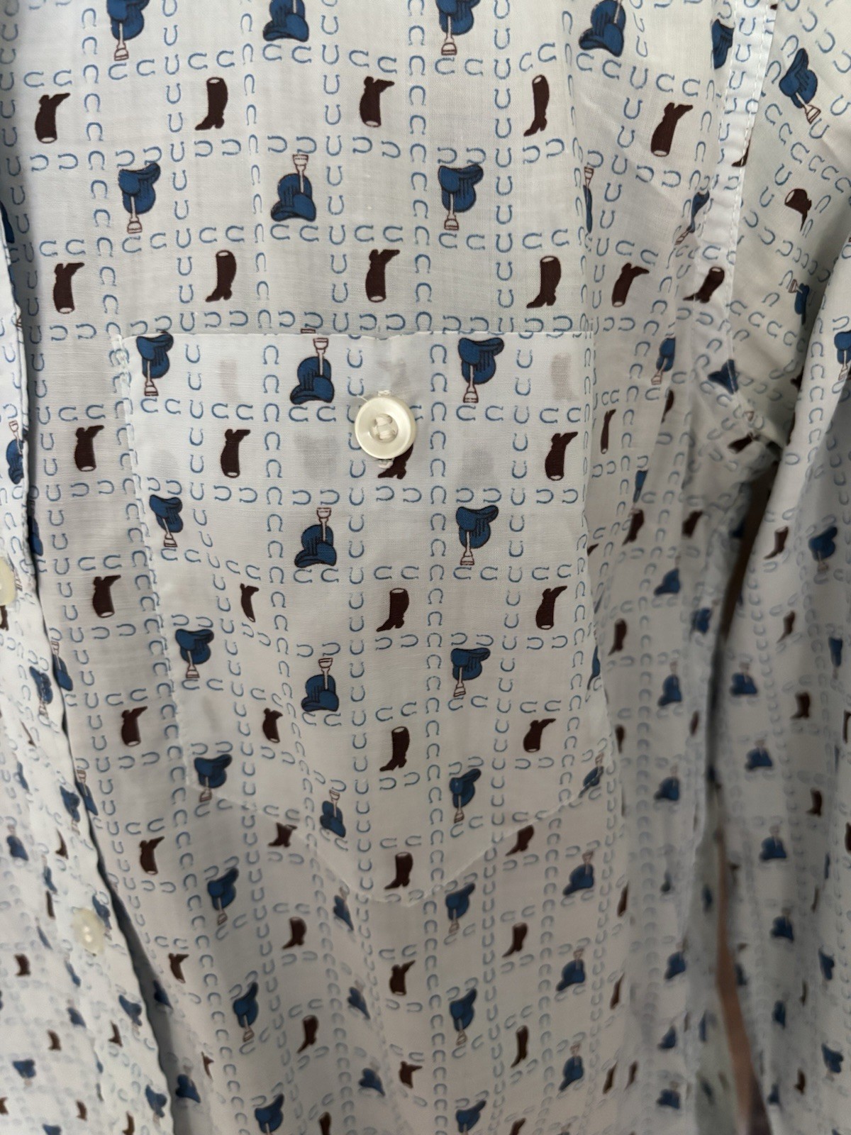 Vintage Ratcatcher Classics Western Shirt Horseshoes Boots Flawed S/M
