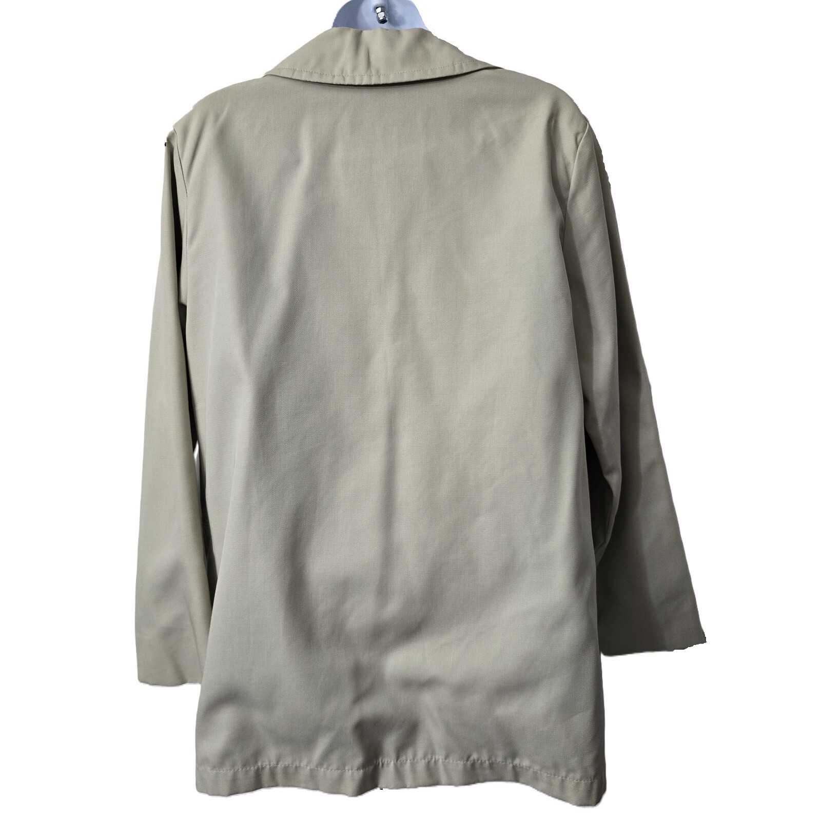 Vintage Chore Trench Jacket 10 Lined Pockets Khaki 80s Career Classic Lady Grais