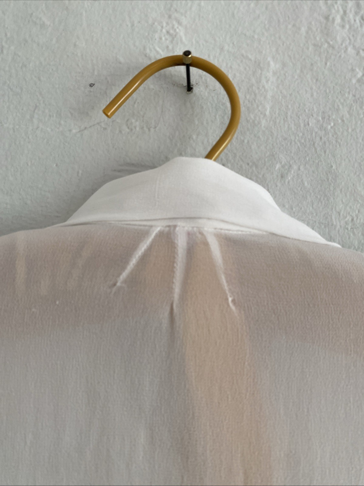 Vintage 30s 40s White Rayon Crepe Collared Blouse Floral Embroidered Top sz XS S