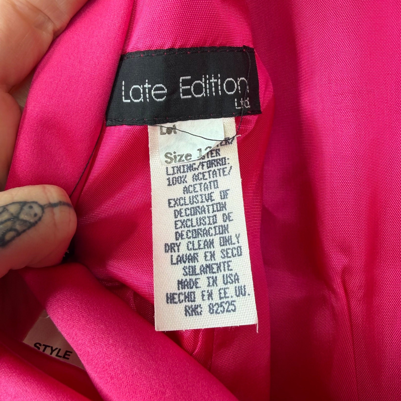 Vintage Chadwicks Late Edition Ltd. 1980s VTG Hot Pink Satin Bow Cocktail Dress